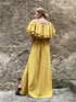 Coordinato con top drappeggiato e gonna midi in raso